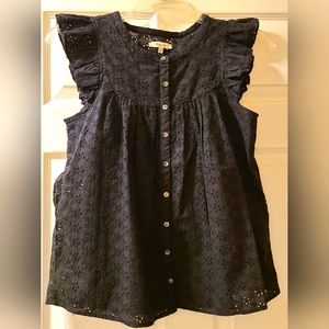 Madewell black eyelet blouse